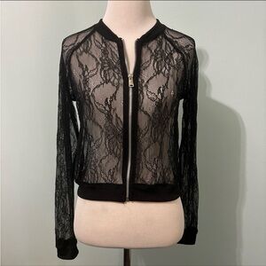 Zara black lace zip up jacket